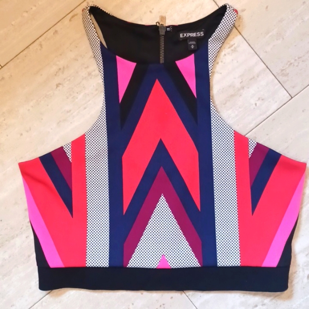 Express Multi-Colored Design Print Back Zipper Dr… - image 1